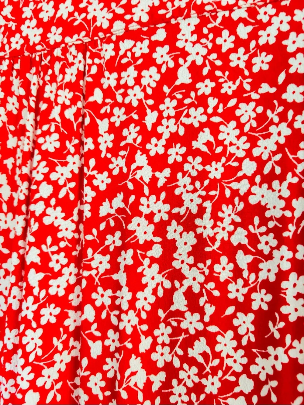 J. Crew Red Patterned Dress w/Hem Ruffle